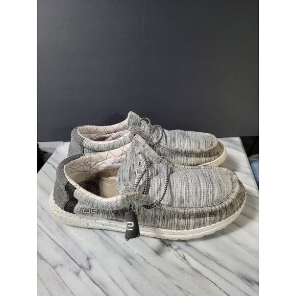 Hey Dude Shoes Wally Sox Men's 5 Womens 7 Casual Moc Sneakers Grey Canvas Flats - Picture 6 of 11